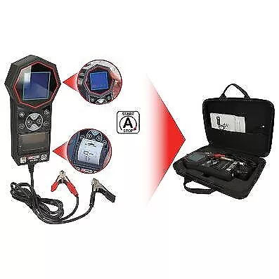 KS TOOLS 12V/24V tester digitale batteria, sistema di ricarica, stampante integrata