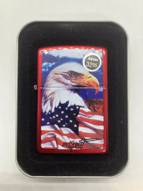 Zippo 2006 Mazzi Freedom Watch Eagle Candy Apple Red Lighter Sealed In Box 24082
