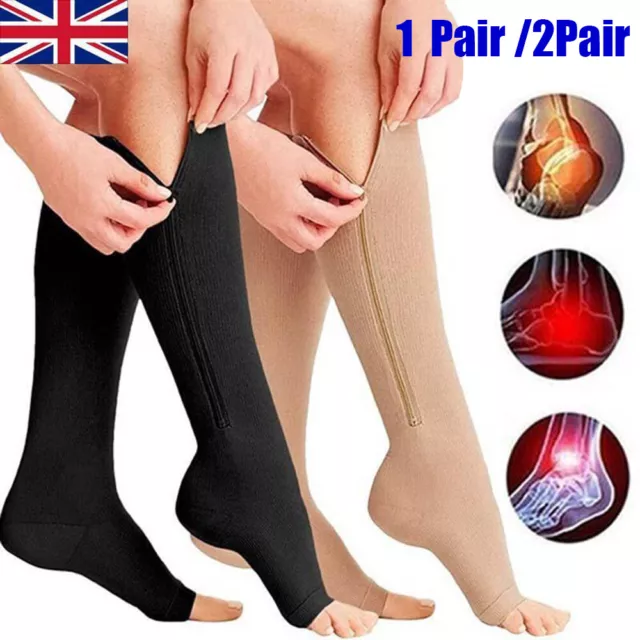 Zip Compression Socks with Zip Guard Skin Open Toe Medical Socks for Men Women