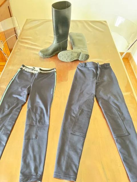 Lot Pantalon Equitation Enfant Fille 8 Ans + Boots Equitation Taille 33