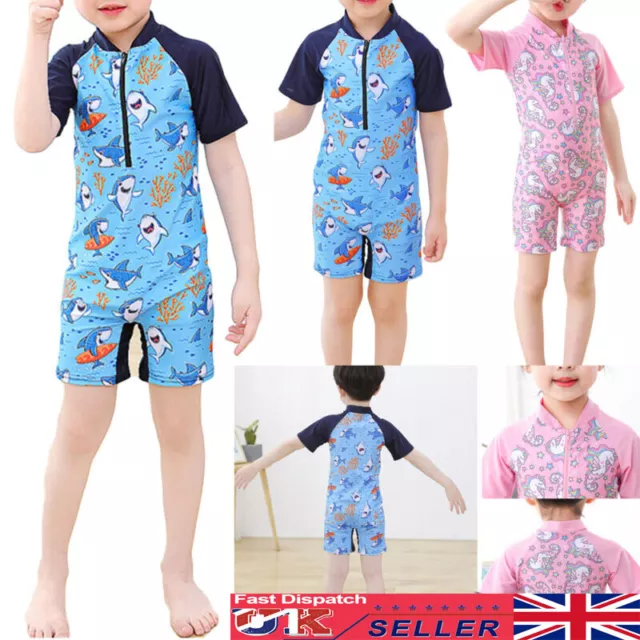 Kids Girls Boys Swimwear Cartoon Shark One Piece Swimsuit Swimming Bathing Suit