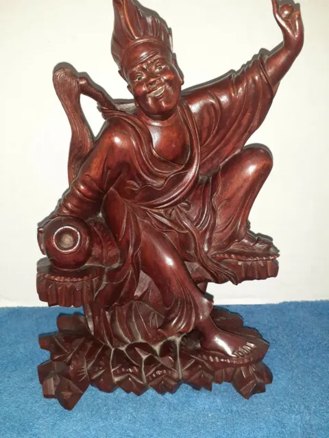 Antique Chinese Rosewood Hand Carved Rare Statue