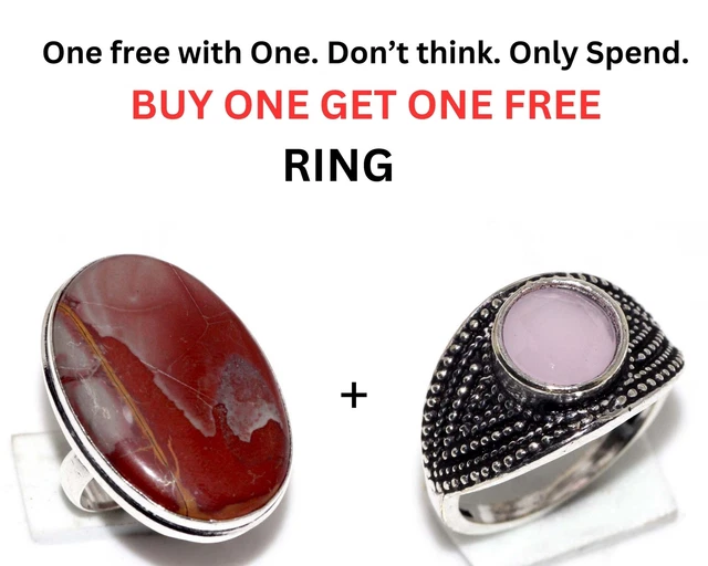 Noreena Jasper, Pink Chalcedony Fresh Stock Deals Ring Combo Set Size 7 GW