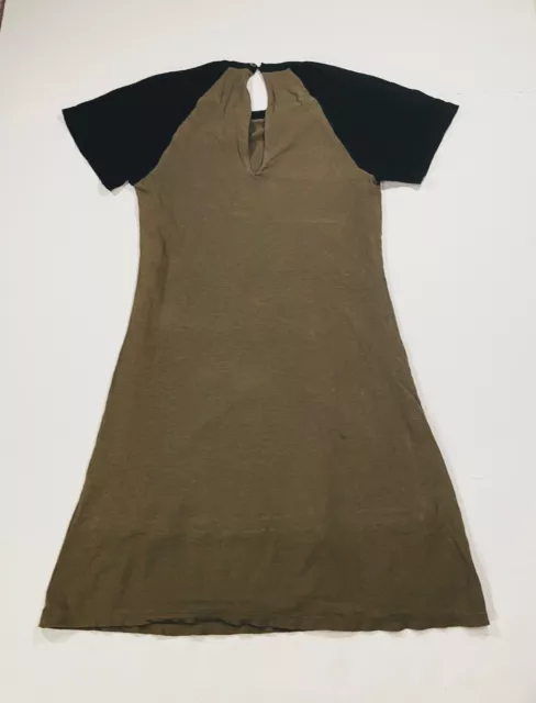 James Perse Tee Shirt Dress Women Sz XS/0 Army Green Lined Made in Japan 2