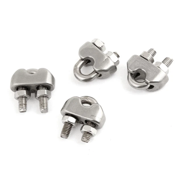 4Pcs Câble En Acier Inoxydable Clip De Serrage Pour 3/63,5 Cm 3 mm Fil Cordes