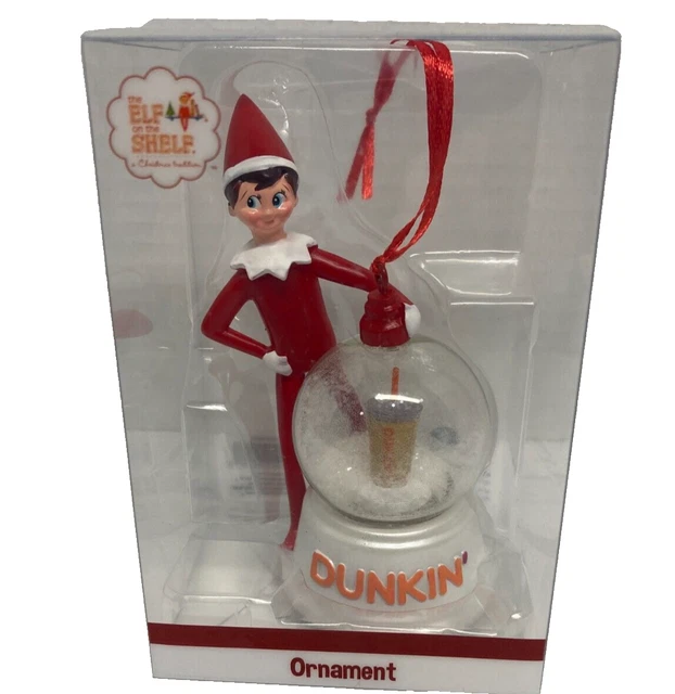 DUNKIN ORNAMENT 2023 Elf On The Shelf Boy Snow Globe Ice Coffee 34.99