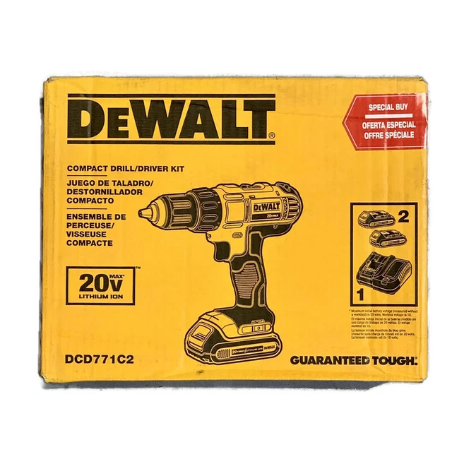 DEWALT DCD771C2 20V MAX LithiumIon 20Volt Cordless Compact Drill