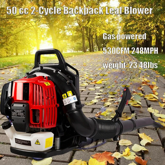 52CC Full Crank 2-Cycle Gas Engine Backpack Leaf Blower 530CFM 248MPH w/ Tube