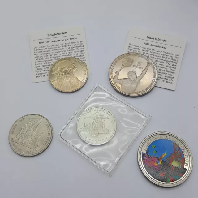 5 x Ku-Ni Münzen div. Länder DDR, Russland, Palau u. Niue