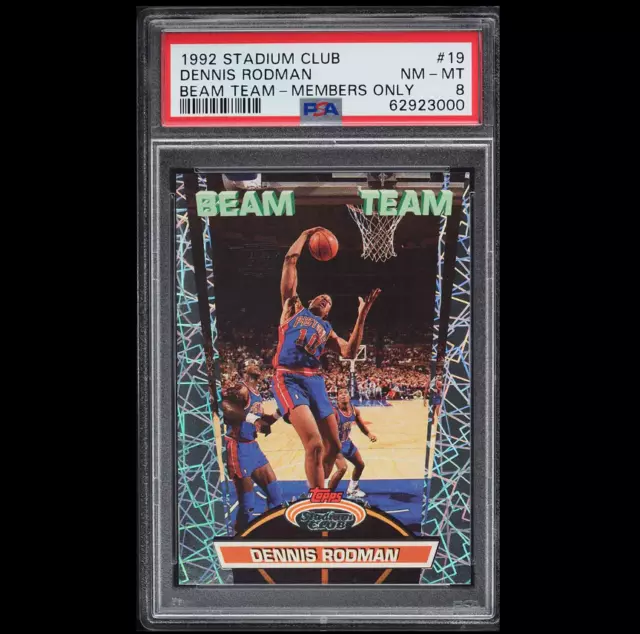 1992 NBA Stadium Club Beam Team Members Only Dennis Rodman #19 PSA 8 NM-MT
