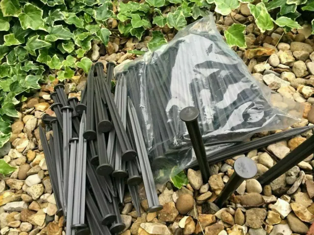 50 Plastic Garden Membrane Landscape Pins Turf  STRONG Pegs Weed Fleece Anchors