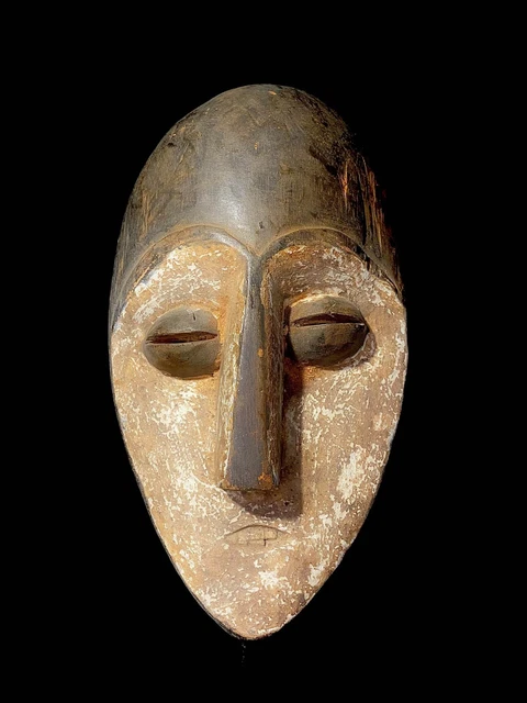 African Tribal Face Mask Wood Hand Carved Wall Hanging Art Bwami Lega mask-6552