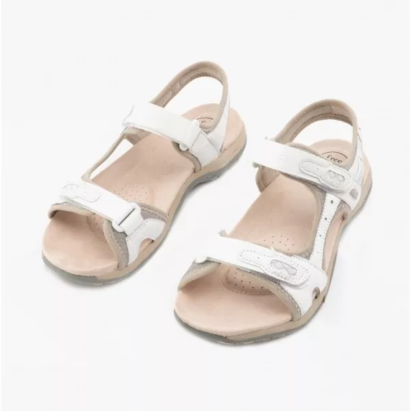 Free (Earth) Spirit FRISCO Ladies Comfy Leather Touch Fasten Earth Sandals White 2