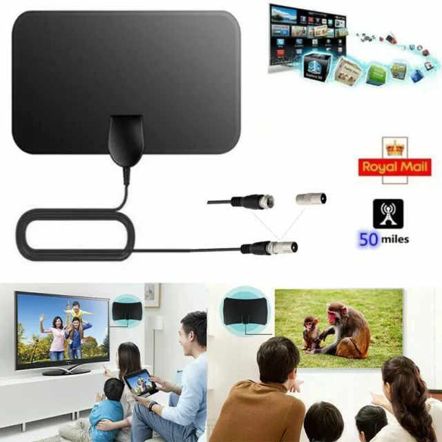 HD TV DTV Box Digital TV Antenna 2000 Miles Booster Indoor Aerial HD Flat Design