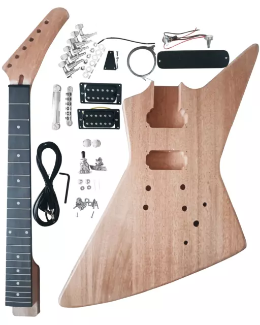 DIY Explorer Style  Electric Guitar Kit Mahogany Body Neck  Rosewood Fingerboard