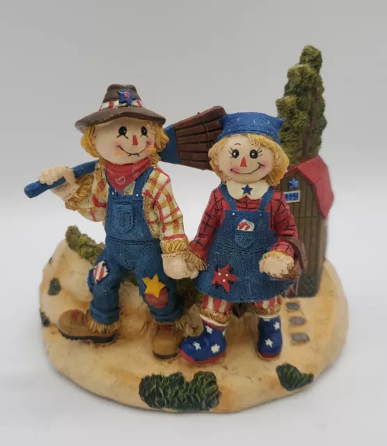 Yankee Candle Scarecrows Hill Couple Jar Candle Holder Raggedy Ann Andy Style