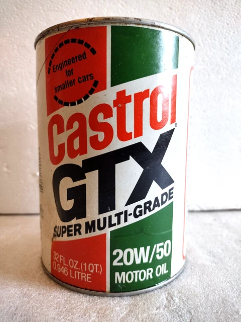 VINTAGE CASTROL GTX Super Multi-Grade 20W-50 Motor Oil Can One Full ...