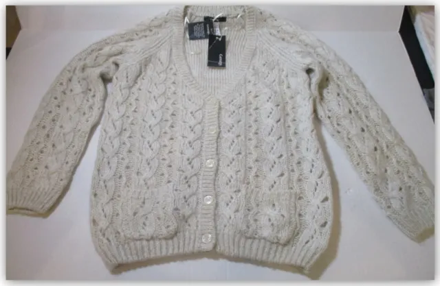 George Girls Size 14 Cardigan Knit Sweater Oatmeal w Sparkle Layering warmth