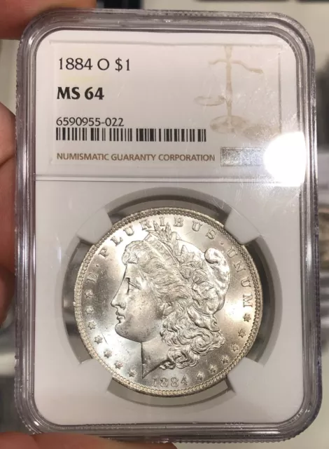 1884-O Morgan Dollar graded MS64 by NGC Mostly White Great Luster PQ+ Flashy