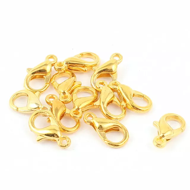 Jewelry Fastener Hooks Findings Lobster Clasps Clips Claw Gold Tone 12pcs