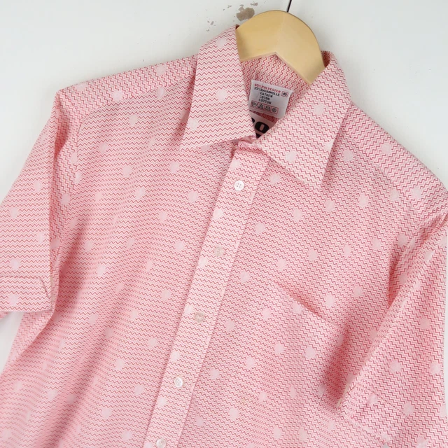 Camicia Uomo Vintage anni '70 Motterned Dagger Collar Discoteca Taglia Media (M674)