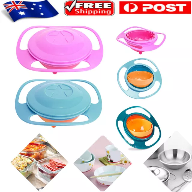 Toddler Gyro Bowl Non-Spill Feeding 360 Rotating Kids Baby Spill-Proof Dishes