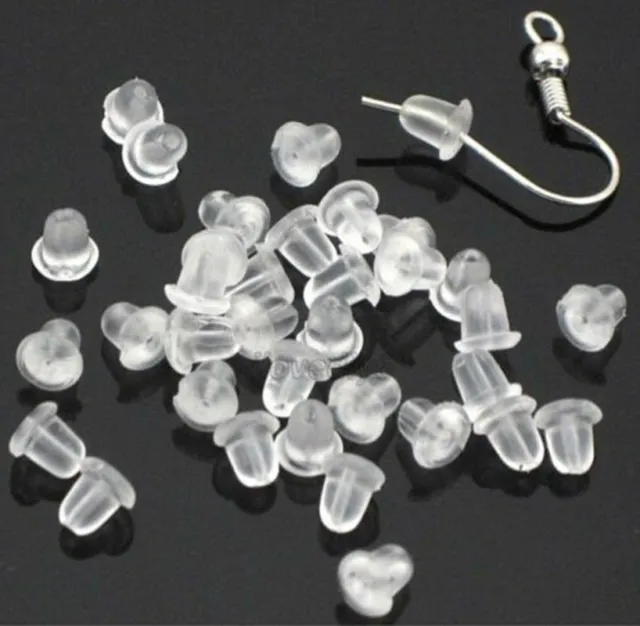 200 x Plastic Rubber Earring Backs Clutch Bullet Stoppers Ear Post Nuts (E131)