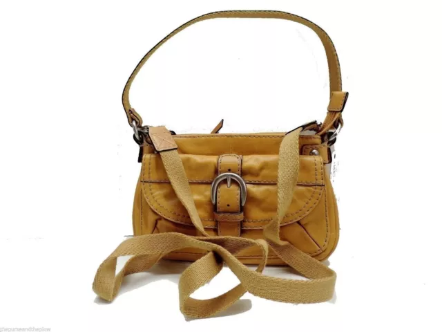 Fossil Lizette Leather Crossbody Handbag + Strap Mustard Yellow New! NWT