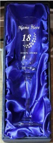 18th BIRTHDAY CHAMPAGNE FLUTE GLASS CH2 ENGRAVED PERSONALISED