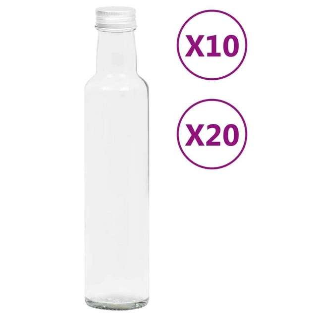 10/20x Bottigliette in Vetro 260ml con Tappo a Vite Contenitori Liquidi vidaXL