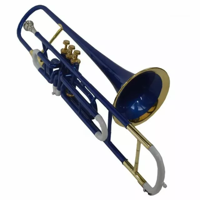 WEEKEND SALE BRAND NEW BRASS BLUE FINISH Bb FLAT TRUMBONE +HARD CASE+MOUTHPIECE