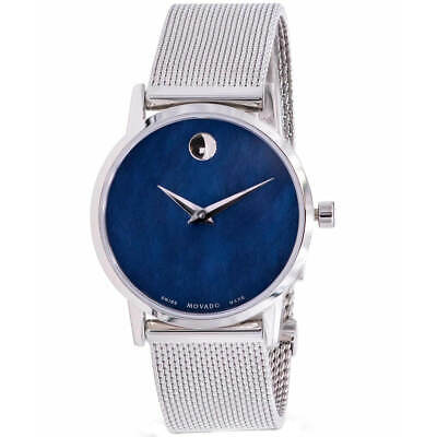 Movado Women's Watch Museum Classic Quartz Blue MOP Dial Mesh Bracelet 0607425