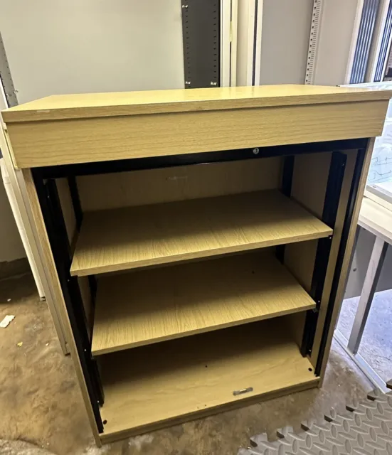 Large Roller Door Office Storage Filling Cabinet Heavy Duty Wood Cupboard