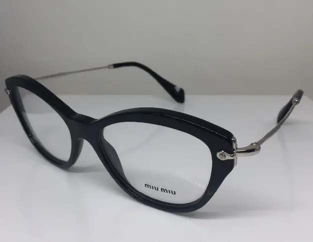 Miu Miu MU VMU 02O 1AB-101 Black-Silver Cat Eye Women's Eye glasses
