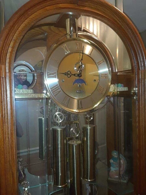 Ridgeway grandfather floor clock with curio Rare