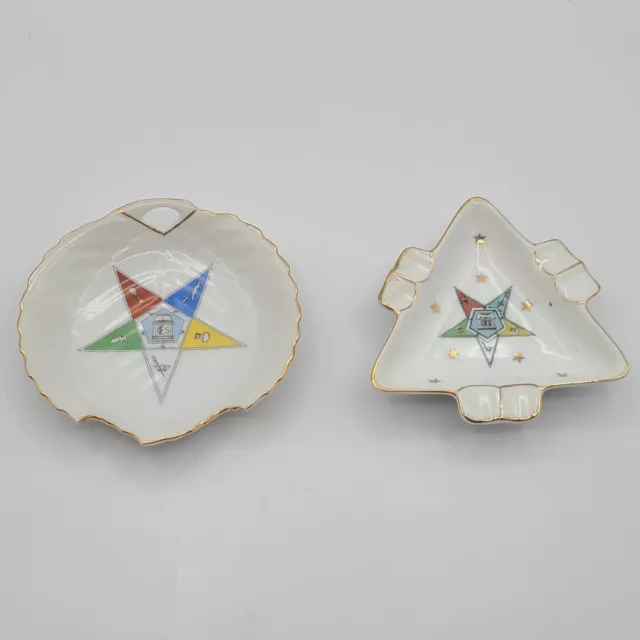 Set Masonic Order of the Eastern Star Sphinx Japan Dish and Lefton China Ashtray