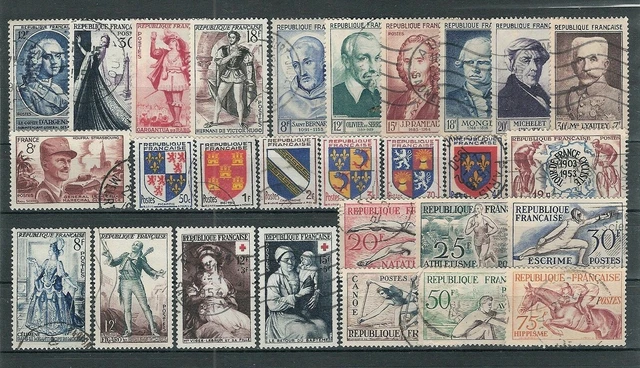 Timbre France Oblitéré 1901 - 25c Bleu Type I - Bon état