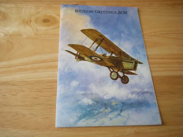 Vintage Greetings Card, Birthday Greetings, Son, Unused, No envelope, Airplane