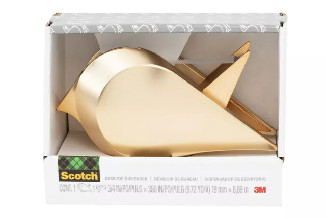 Scotch Desktop Tape Dispenser with 1 Roll Magic Tape 3/4 x 350" Gold Bird Design