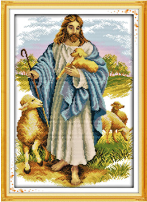 VINTAGE Gesù il buon pastore foto su legno placca {3.25" x 4.25"} Nuovo 