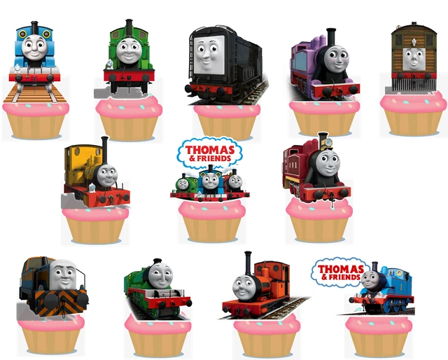 THOMAS & FRIENDS Precut Personalised Cupcake Toppers X 12 Edible & Card