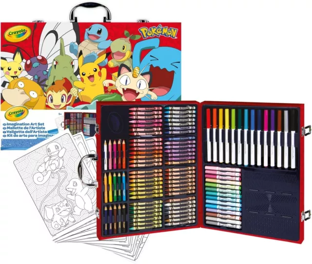 Malette  Dessin Enfant, Kit Dessin et Coloriage Pokemon 99 crayons livre 15 page