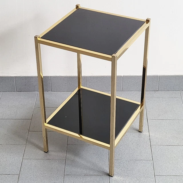 Mesa Auxiliar Mesita Alta Pedestal Fondo De Masajes Vintage 1970 Vaso & Metal