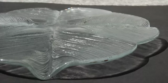 Glasplatte für Kuchen oder Käse, Ginkoblatt Strukturglas, originell, Dm 30 cm 3
