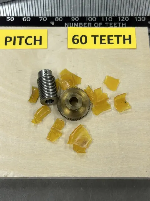 High Precision  64 Pitch 60 Teeth Worm Gear Set 1 Lead 60:1 Ratio 1/4" Bores