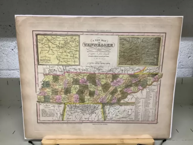 1841 A New Map Of Tennessee 14 x 17.5” Color Carey & Hart