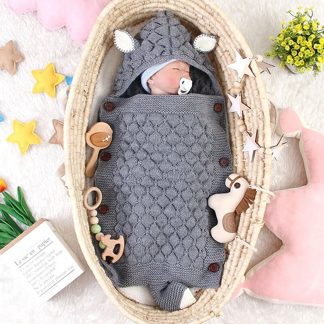 Baby Schlafsack Kinderwagen Kleinkind Strickdecke Neugeborenes Gestrickt WickeJY