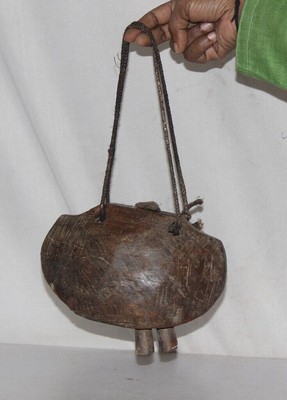 Vintage vecchio legno artigianale mucca/bue/cammello collo campana da... 