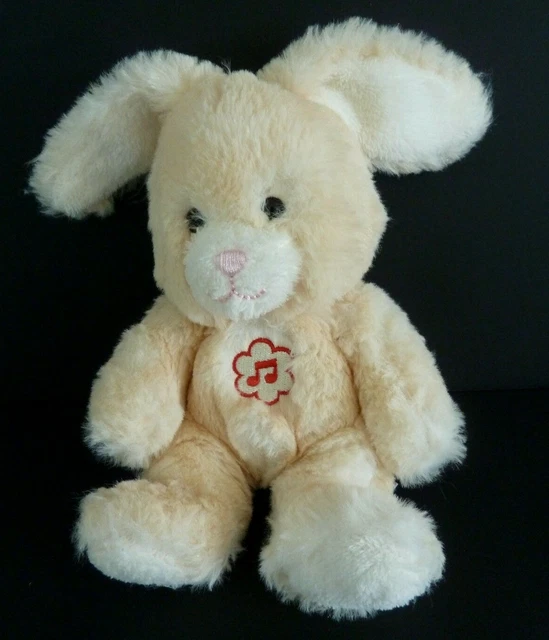 Z11 DOUDOU PELUCHE GIPSY LAPIN BLANC ECRU NEZ ROSE 20cm MUSICAL OK NOTE ET.NEUF*