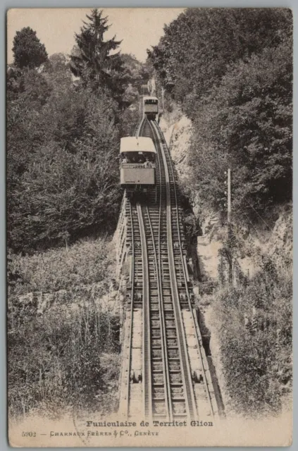 Postcard Funiculaire De Territet Glion Funicular Railway Switzerland c1908